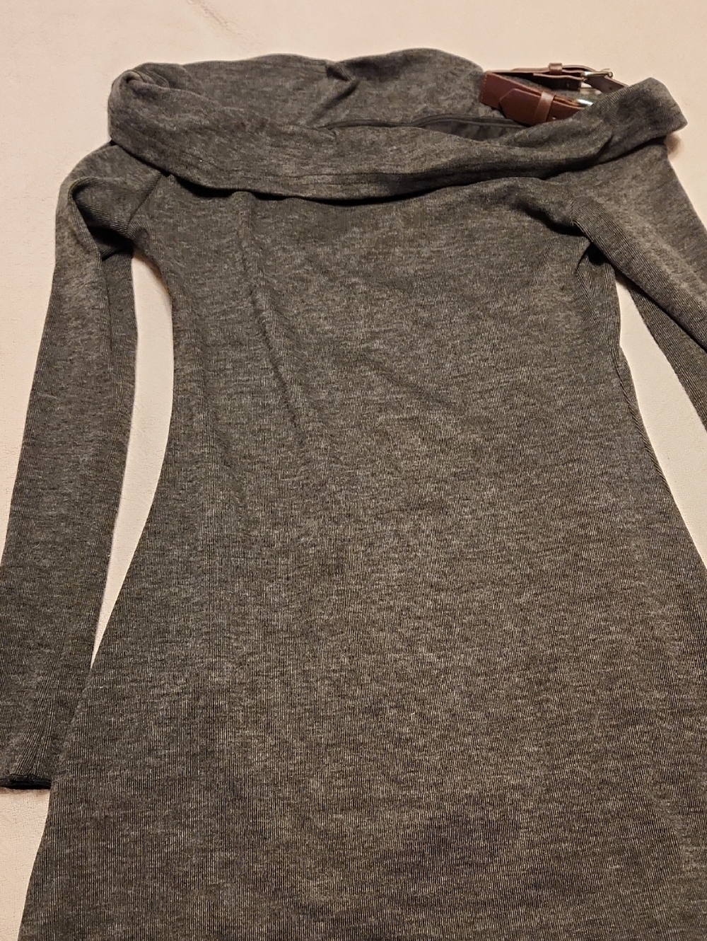Long Sleeved Dress With wide Cowl Neckline